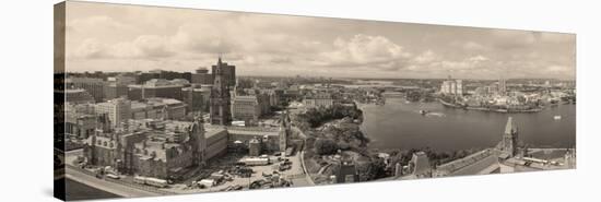 Ottawa Cityscape Panorama in the Day over River with Historical Architecture Black and White.-Songquan Deng-Stretched Canvas