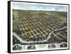 Ottawa, Kansas - Panoramic Map-Lantern Press-Framed Stretched Canvas