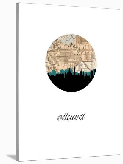 Ottawa Map Skyline-Paperfinch 0-Stretched Canvas