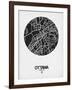Ottawa Street Map Black on White-NaxArt-Framed Art Print
