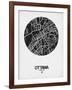 Ottawa Street Map Black on White-NaxArt-Framed Art Print