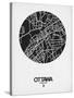 Ottawa Street Map Black on White-NaxArt-Stretched Canvas