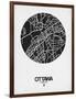 Ottawa Street Map Black on White-NaxArt-Framed Art Print