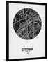 Ottawa Street Map Black on White-NaxArt-Framed Art Print