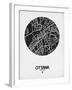 Ottawa Street Map Black on White-NaxArt-Framed Art Print