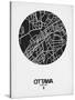 Ottawa Street Map Black on White-NaxArt-Stretched Canvas