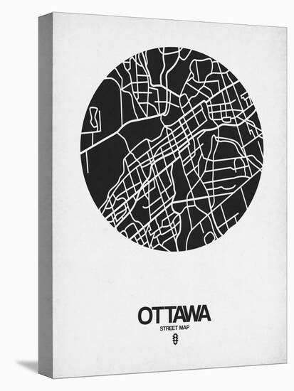 Ottawa Street Map Black on White-NaxArt-Stretched Canvas