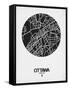 Ottawa Street Map Black on White-NaxArt-Framed Stretched Canvas