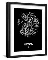 Ottawa Street Map Black-NaxArt-Framed Art Print