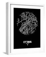 Ottawa Street Map Black-NaxArt-Framed Art Print