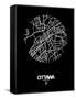 Ottawa Street Map Black-NaxArt-Framed Stretched Canvas