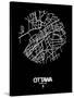 Ottawa Street Map Black-NaxArt-Stretched Canvas