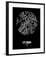 Ottawa Street Map Black-NaxArt-Framed Art Print