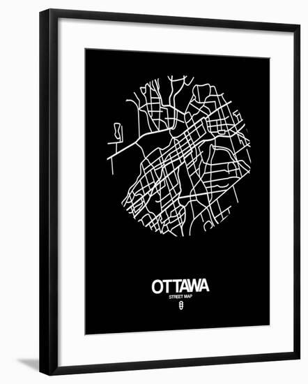 Ottawa Street Map Black-NaxArt-Framed Art Print