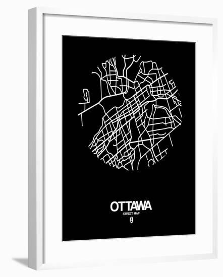 Ottawa Street Map Black-NaxArt-Framed Art Print