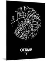 Ottawa Street Map Black-NaxArt-Mounted Art Print