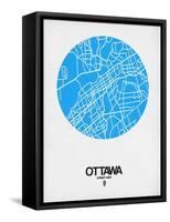 Ottawa Street Map Blue-NaxArt-Framed Stretched Canvas