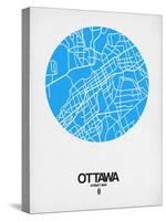 Ottawa Street Map Blue-NaxArt-Stretched Canvas