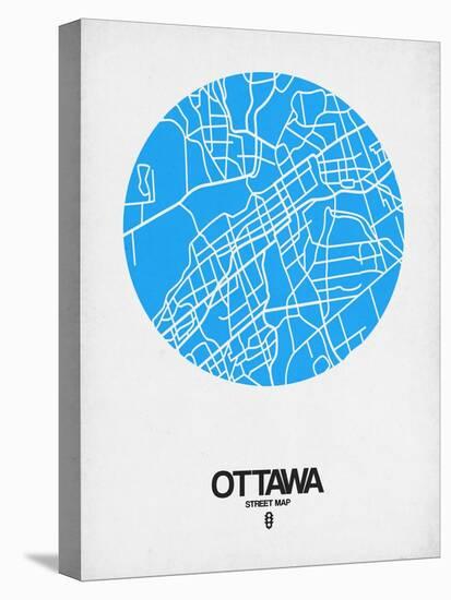 Ottawa Street Map Blue-NaxArt-Stretched Canvas