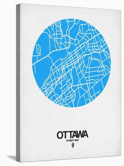 Ottawa Street Map Blue-NaxArt-Stretched Canvas