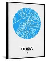 Ottawa Street Map Blue-NaxArt-Framed Stretched Canvas