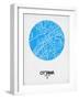 Ottawa Street Map Blue-NaxArt-Framed Art Print