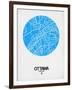 Ottawa Street Map Blue-NaxArt-Framed Art Print