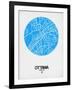 Ottawa Street Map Blue-NaxArt-Framed Art Print