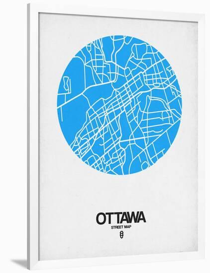 Ottawa Street Map Blue-NaxArt-Framed Art Print