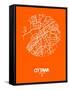 Ottawa Street Map Orange-NaxArt-Framed Stretched Canvas