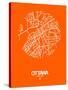 Ottawa Street Map Orange-NaxArt-Stretched Canvas