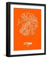 Ottawa Street Map Orange-NaxArt-Framed Art Print