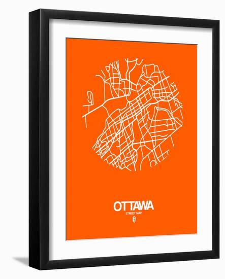 Ottawa Street Map Orange-NaxArt-Framed Art Print