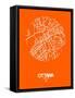 Ottawa Street Map Orange-NaxArt-Framed Stretched Canvas