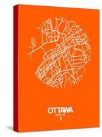 Ottawa Street Map Orange-NaxArt-Stretched Canvas