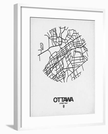 Ottawa Street Map White-NaxArt-Framed Art Print