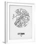 Ottawa Street Map White-NaxArt-Framed Art Print