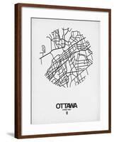 Ottawa Street Map White-NaxArt-Framed Art Print