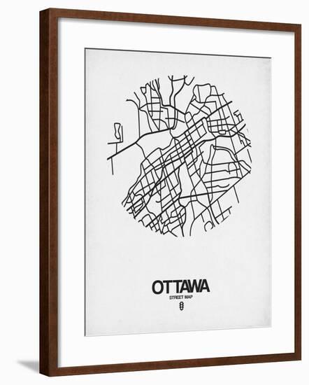 Ottawa Street Map White-NaxArt-Framed Art Print