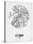 Ottawa Street Map White-NaxArt-Stretched Canvas