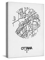Ottawa Street Map White-NaxArt-Stretched Canvas