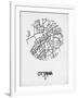 Ottawa Street Map White-NaxArt-Framed Art Print