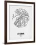 Ottawa Street Map White-NaxArt-Framed Art Print