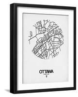 Ottawa Street Map White-NaxArt-Framed Art Print
