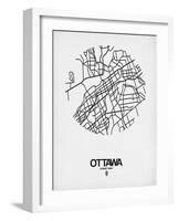 Ottawa Street Map White-NaxArt-Framed Art Print