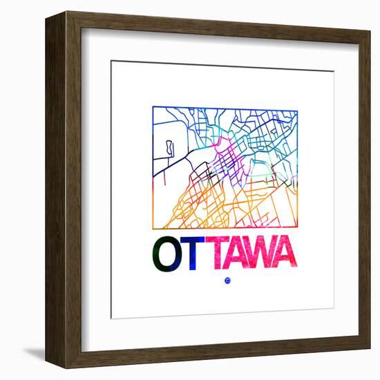 Ottawa Watercolor Street Map-NaxArt-Framed Art Print