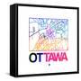 Ottawa Watercolor Street Map-NaxArt-Framed Stretched Canvas