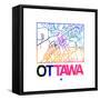 Ottawa Watercolor Street Map-NaxArt-Framed Stretched Canvas