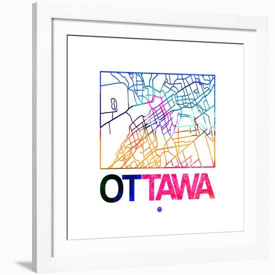 Ottawa Watercolor Street Map-NaxArt-Framed Art Print