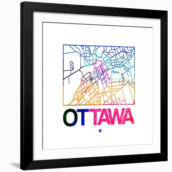 Ottawa Watercolor Street Map-NaxArt-Framed Art Print